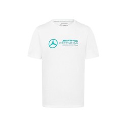 Mercedes AMG F1 2024 Herren T-Shirt mit großem Logo Weiß