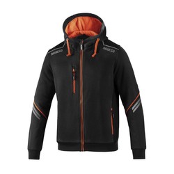 Sparco Herren Kapuzensweatjacke TECH Schwarz-Orange