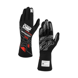 OMP Handschuh SPORT MY24 Schwarz-Rot (FIA)